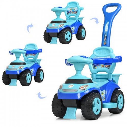 Каталка-толокар Bambi 2в1 Синяя (BL08-4) с родительской ручкой