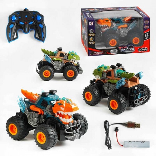 Машина на радиоуправлении ZR 2105-1 A (24/2) "Динозавр", 2 вида, акум.3,7 V, пульт 2,4 Ghz, парогенератор, резиновые колеса