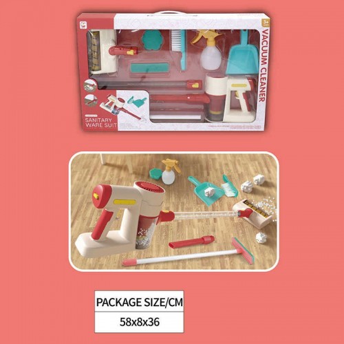 Пылесос 8000 (12) вакуумный, звук, мелодия, дополнительная насадка, швабра, совок, щетка, губка