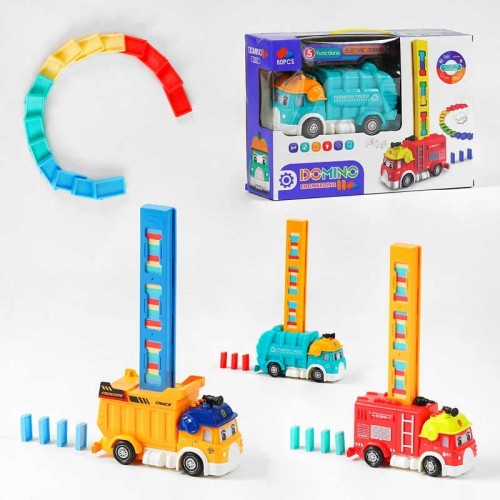 Спецтехника из домино 367-1 А/2А/3А (24/2) "Domino Engineering", свет, звук, автоматическая выкладка кирпичиков, 4 кнопки, на батарейках