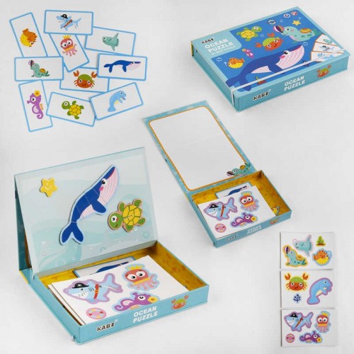 Пазлы магнитные С 47879 (24) "Морские жители", 10 обучающих карточек Пазлы магнитные С 47879 (24) "Морские жители", 10 обучающих карточек