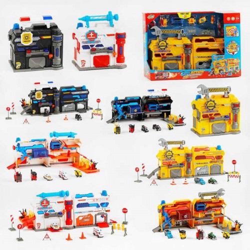 Гараж SK 599 GB /HB/JB (12) звук, подсветка, трансформируется в чемодан