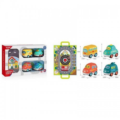 Набор машин - 4 шт, игровой коврик-сумка, звук, свет (HE 0540)