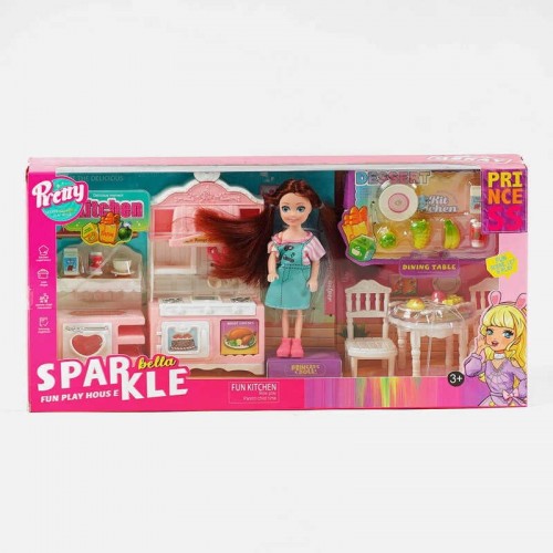 Кукла с мебелью 7021 (32) высота 13 см, кухня, кухонная мебель, аксессуары, имитация продуктов