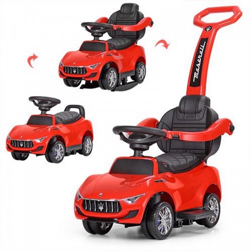 Каталка-толокар Bambi 3в1 Красная (M 3594L-3) с кожаным сиденьем