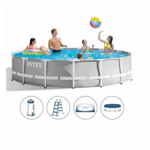 Бассейн каркасный INTEX 427-107см, 12706л, фильтр-насос,лестница,подстилка,тент (26720)