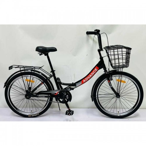 Велосипед складной Corso 24'' Advance AD-24400 односкоростной, складная стальная рама 14'', корзина, багажник
