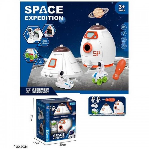 Набор космоса 551-12 (24/2) космическая ракета, капсула, игровые фигурки, 2 вида мини-транспорта, отвертка